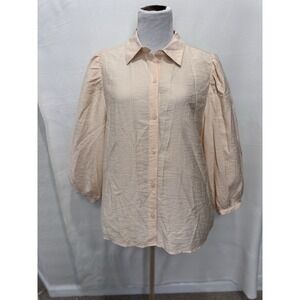 Banana Republic Women's Blouse Size L Peasant Sleeve Peach